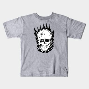 Cracked and Blazing Skull Kids T-Shirt